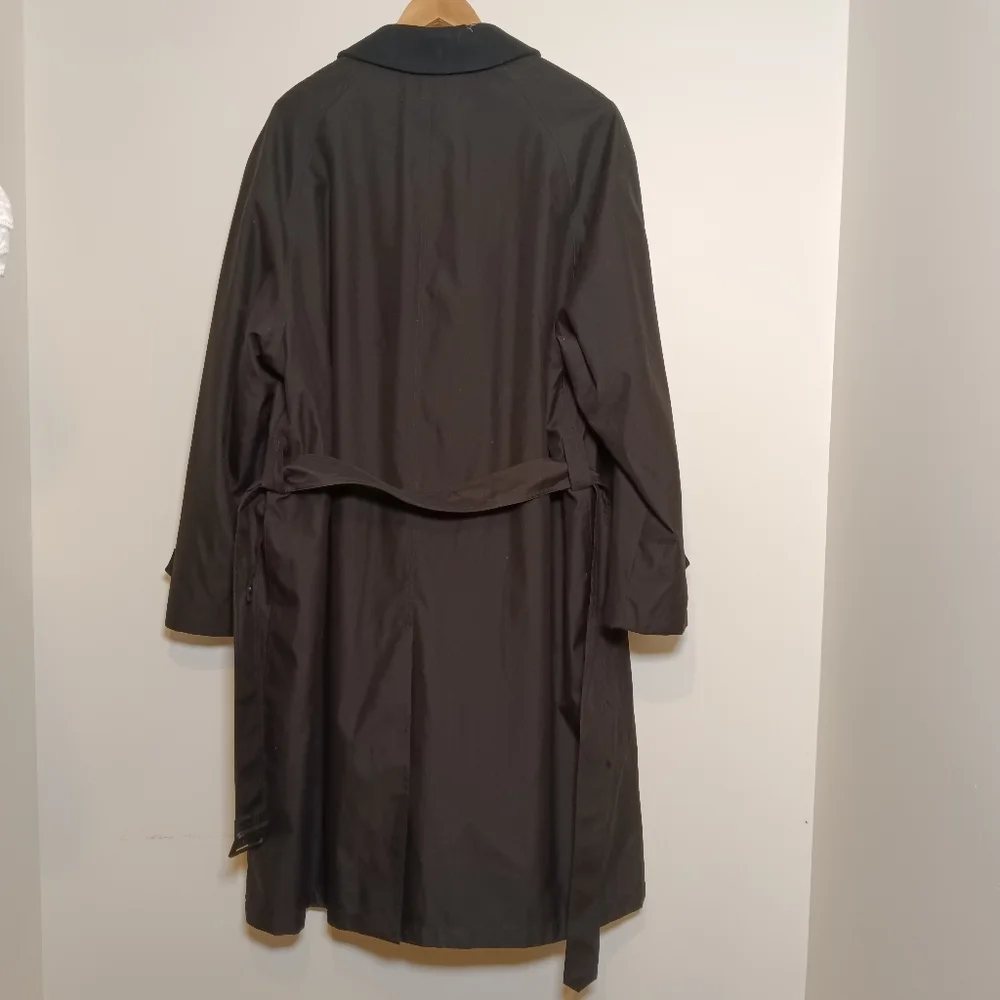 Ralph Lauren Vintage Mens Black Trench Overcoat Raincoat 44R Single Breasted